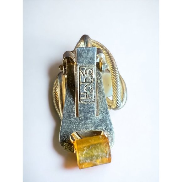 Hobe Clip On Earrings Gold Tone Pearl Twisted Cage - Picture 7 of 11